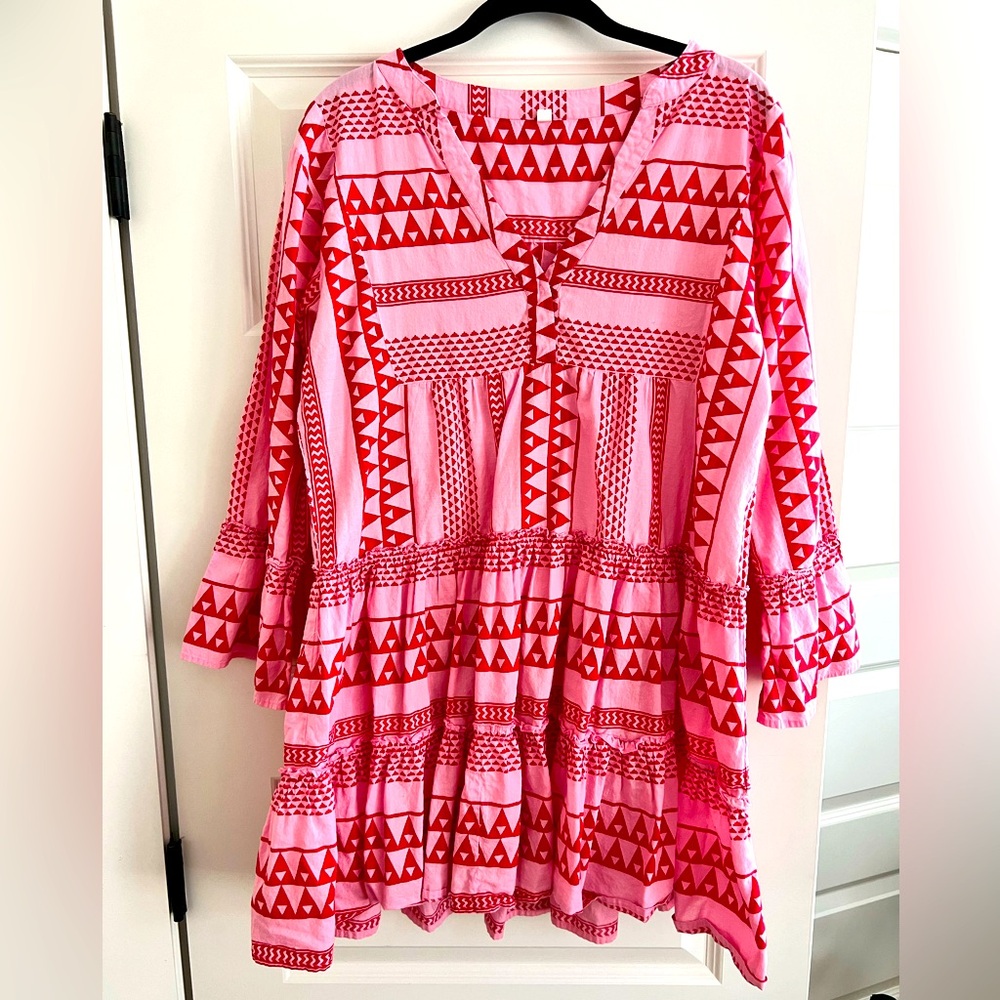 Tuckernuck pink pattern cotton dress